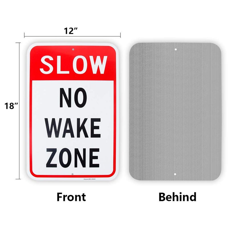 Enjoyist Large Slow No Wake Zone Sign, 18"x 12" .04" Aluminum Reflective Sign Rust Free Aluminum-UV Protected and Weatherproof - Image 2